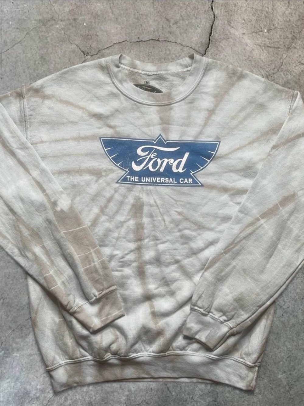 Ford Men's Crewneck Sweatshirt in Light Gray with Blue Logo